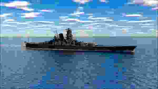 行進曲「軍艦」に合わせて戦艦大和を眺めるだけの動画